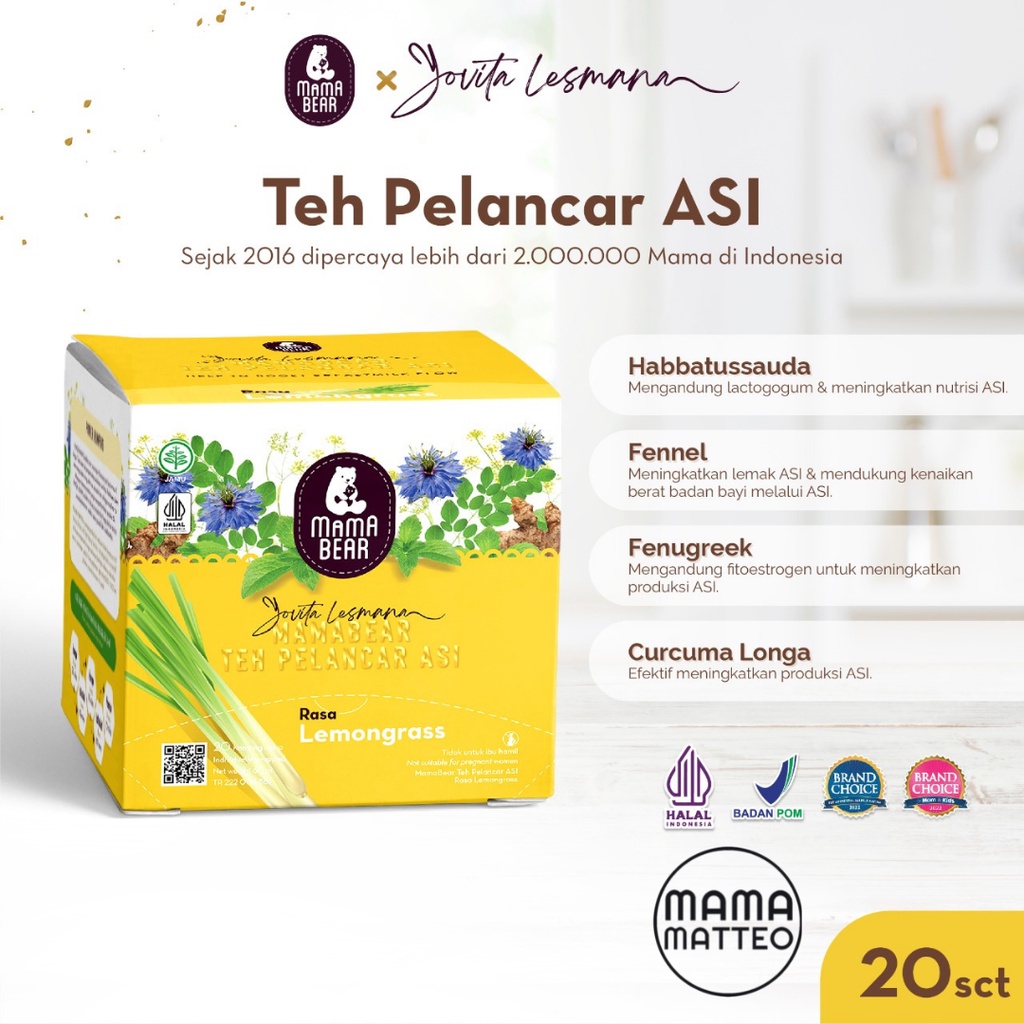 MAMABEAR Teh ASI Booster Tea Penambah Pelancar ASI Mama Bear Teh Box Rasa Original Lemongrass Blueberry Peach / MAMABEAR BANDUNG
