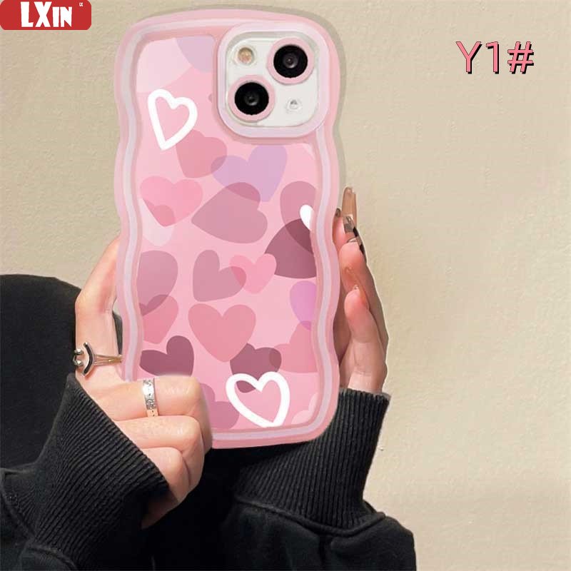 New Case Realme 10 C33 C30 C31 C35 C21Y C25Y Realme C11 C25 C17 C15 C12 C3 C2 Realme 8i 7i 5 5i 6i 7 Pro Peach Jantung Gelombang Tepi TPU Phone Case Cover