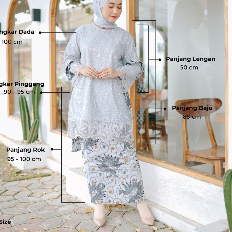 Sale WOU BATIK PREMIUM - Kebaya Batik Couple Adiba Katun Prima Atasan Brokat Rok Span Pinggang Katun