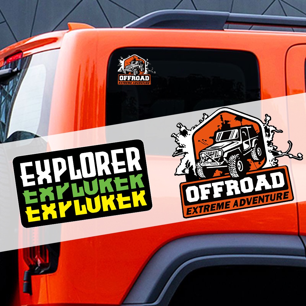 Explorer Offroad Extreme Adventure Off Road Kendaraan SUV Jendela Mobil Kaca Depan Pintu Mobil Personalisasi Stiker Reflektif Motocross Berkemah Luar Ruangan Stiker Dekoratif Tahan Air