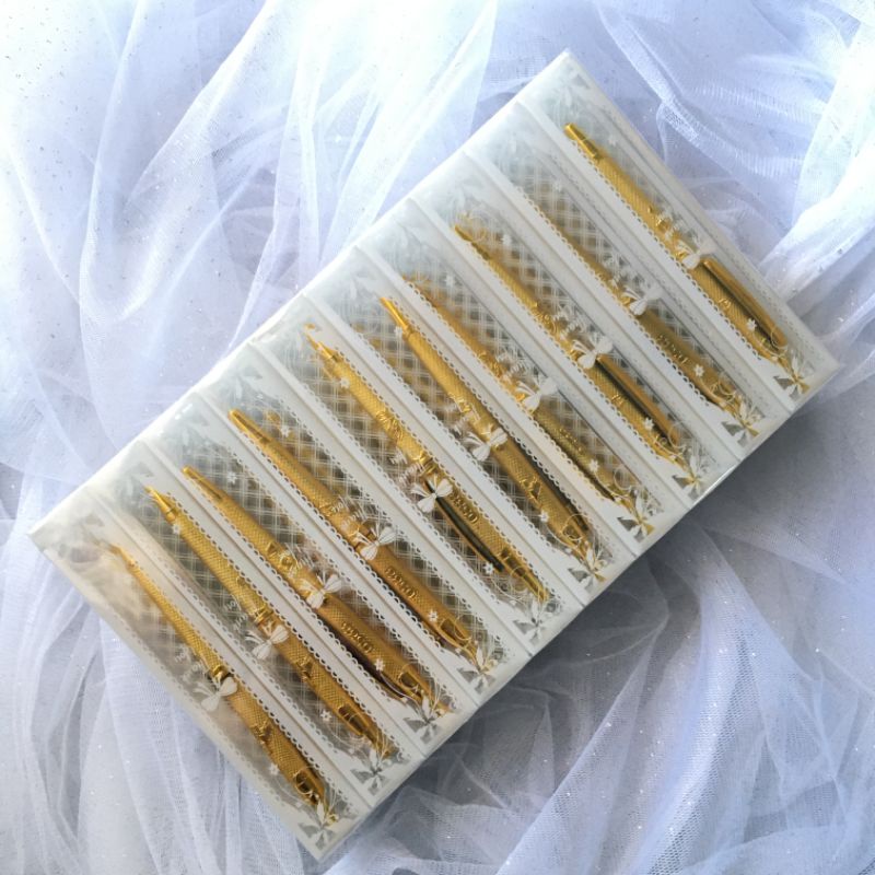 

ready isi 10 (sepuluh) pcs Souvenir pena emas/perak kemas mika/bolpoin/pena/pulpen