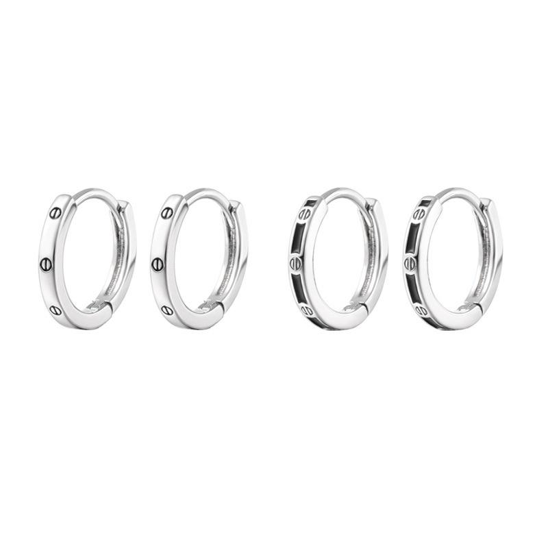 Set Anting Hoop Simple Untuk Wanita Silver Stud Earrings Keren Aksesoris Perhiasan