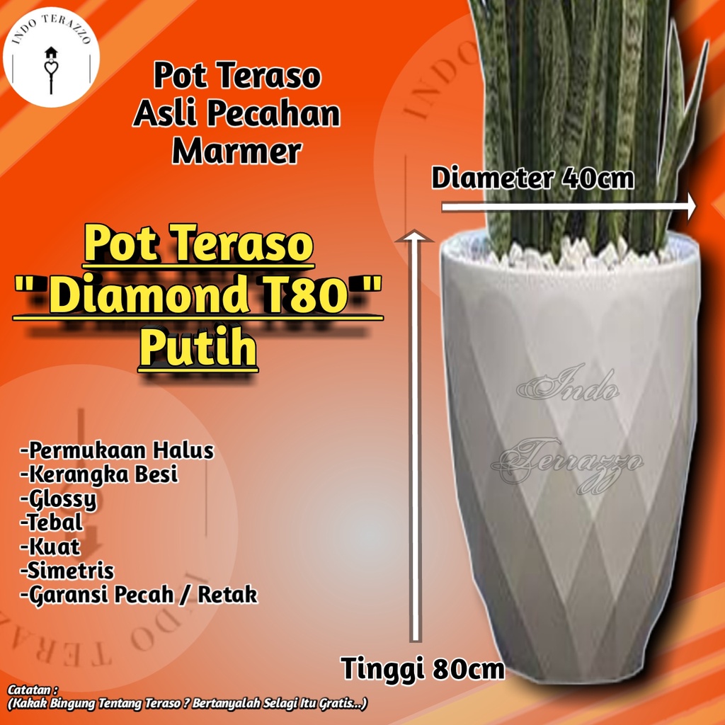 INDO TERAZZO TERASO KERAMIK POT TANAMAN TERASO MARMER TIPE DIAMOND T80