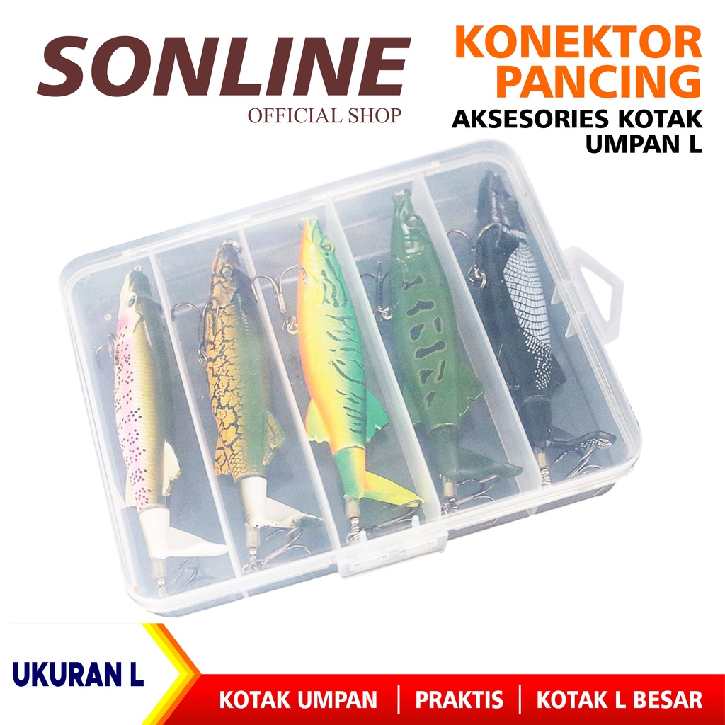 SONLINE Kotak Penyimpanan Umpan Pancing Tahan Air Multiple Specifications Lure Box Kotak Pancing Kail Kotak Umpan Box Lure Wadah Pancing Aksesoris Pancing Ukuran Besar/Large