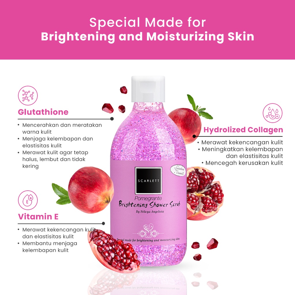 Scarlett Whitening Shower Scrub Sabun Mandi Series Happy Jolly Cucumber Loving Charming Freshy Coffee Mango Pomegrante BPOM