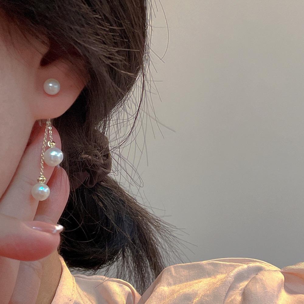 Mxbeauty Anting Hati Wanita Trendi Peri Mutiara Mewah Elegan Manis Vintage Busur Telinga Stud