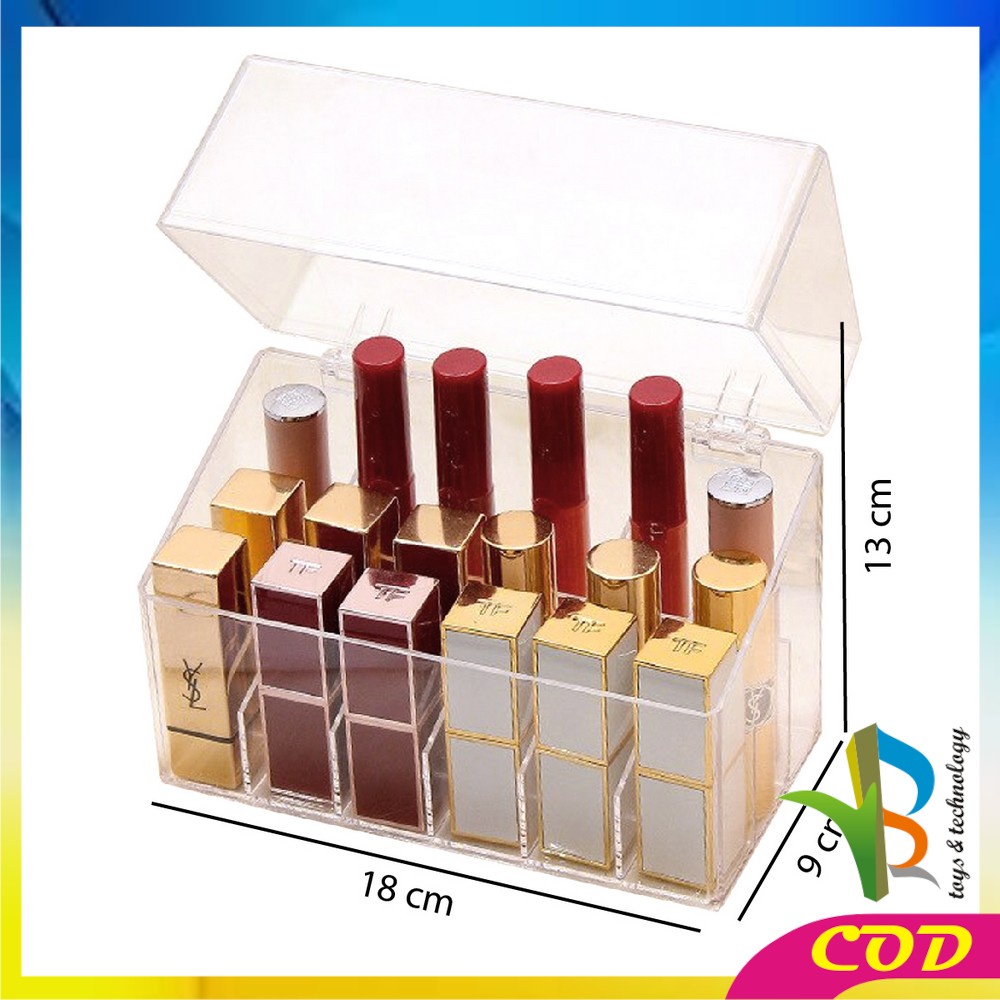 RB-K14 Kotak Lipstik Model Handle 18 Slot / Rak Organizer Kosmetik Tempat Lipstik Bahan Acrylic