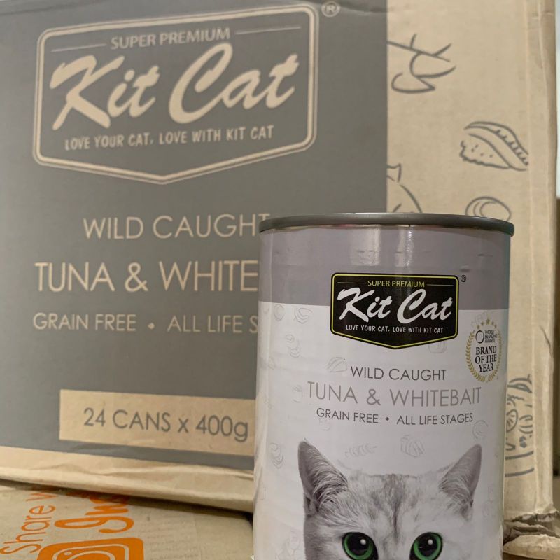 Kit Cat Wet Food Adult 400gr x 1Dus Makanan Kucing Dewasa (Tuna&amp;Whitebait)