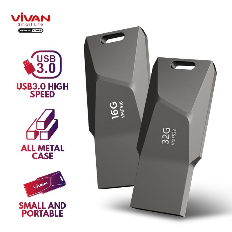 VIVAN Flashdisk VMF516 (16GB) / VMF516 (32GB) USB 3.0 High Speed VMF516/VMF532 - Garansi Resmi 1 Tahun