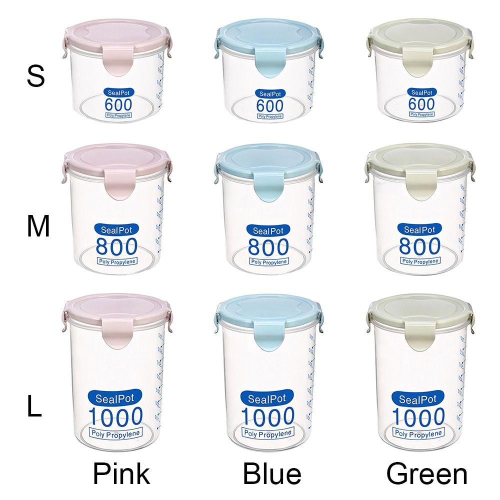 R-FLOWER 2pcs Sealing Pot Makanan Botol Toples Pengawet Kotak Penyimpanan Kaleng Bijian Plastik