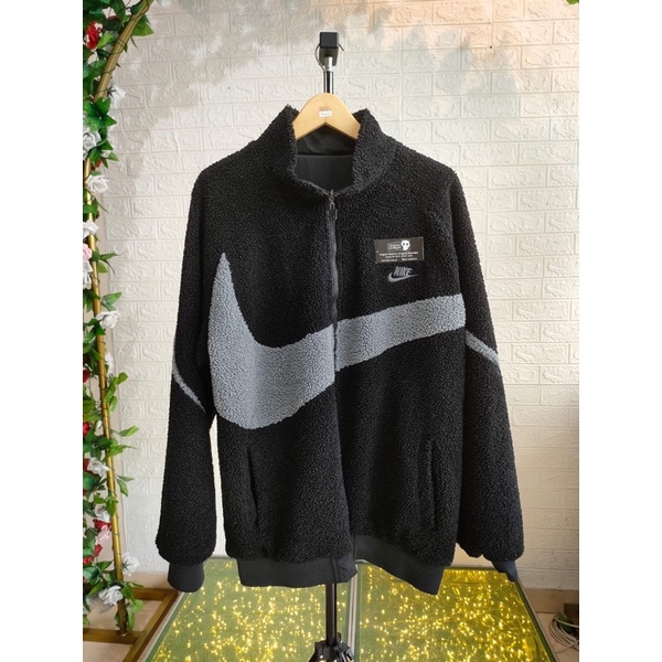 NIKE BIG SWOOSH SHERPA LUAR RARE ITEM GREY ON BLACK