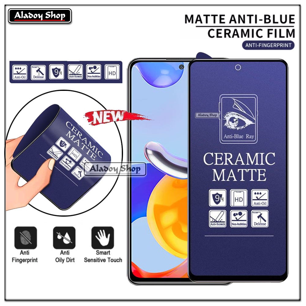 PAKET 3IN1 Anti Gores Blue Matte Anti Glare Xiaomi Redmi Note 11 Pro + Tempered Glass Camera dan Skin Carbon