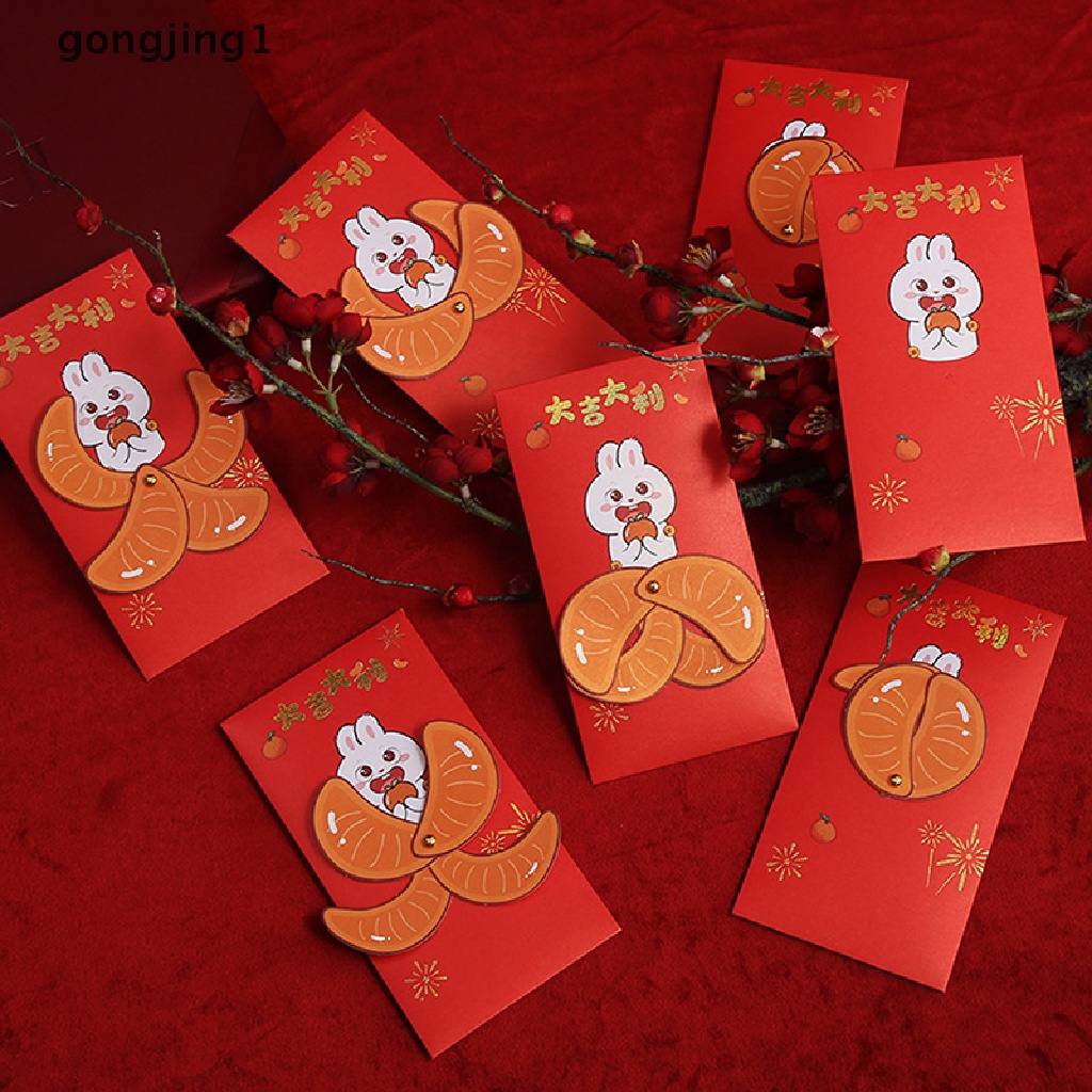 Ggg 6pcs /set 2023tahun Kelinci Amplop Merah Dekorasi Imlek2023Hongbao ID