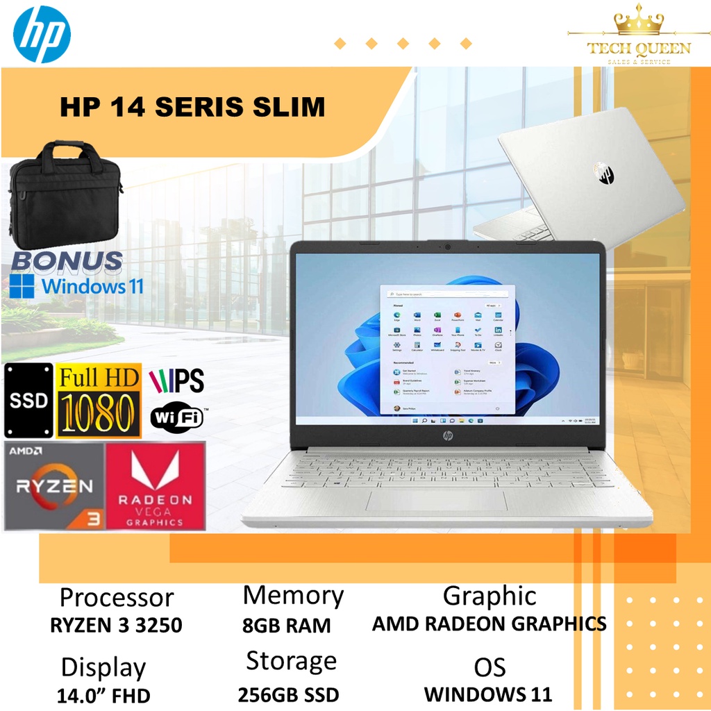 Hp 14 Ryzen 3 3250 8GB 256SSD VEGA3 Windows 11 14.0 Inchi FHD IPS