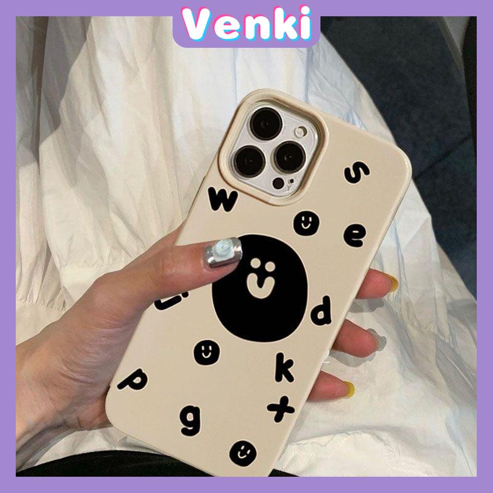 Case For iPhone 14 Pro Max Soft TPU Candy Case Creative Smiley Alphabet Glossy Khaki Cover Camera Protection Shockproof For iPhone 13 12 11 Pro Max 7 8 Plus X XR