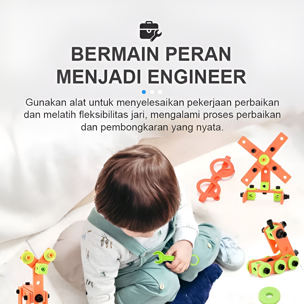 Mainan Alat Tukang Perkakas | Kado Ulang Tahun Anak Cowok 3-4-5-6-7 Tahun | Assembling Tools Koper 72pcs Pertukangan Terbaru