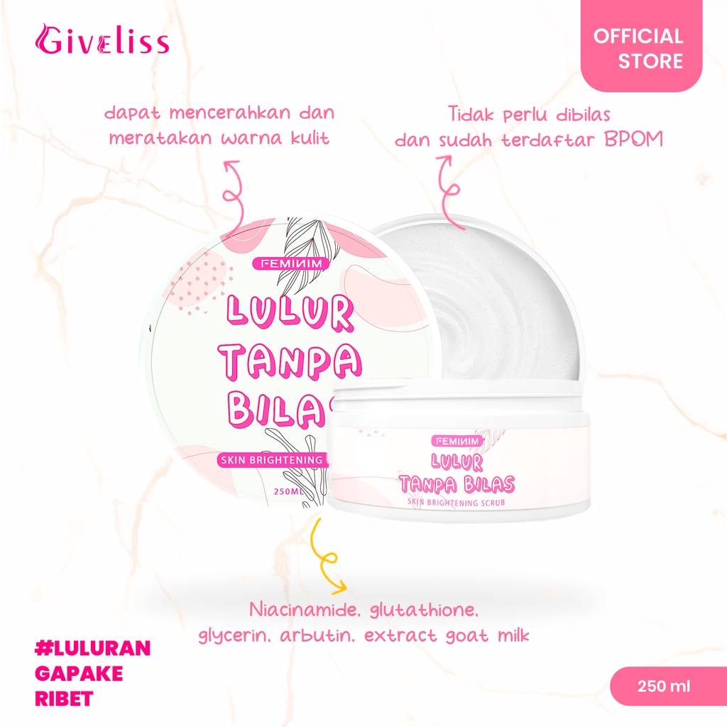 Giveliss Feminim Lulur Mandi Tanpa Bilas Air dengan Aroma Cherry Blossom Organik Pemutihan