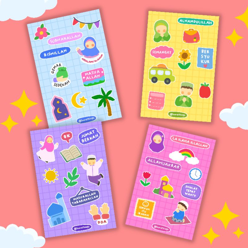 

ISLAMIC STICKER SHEET | Stiker anak islami | bujo journaling Daily Muslimah Islami Manhaj No Face Faceless Aesthetic Sticker Estetik Stiker HP Laptop Helm Jurnal Botol Cute Scrapbook Diary Student Hijab Girls doa assalamu'alaikum muslim colorfull warna