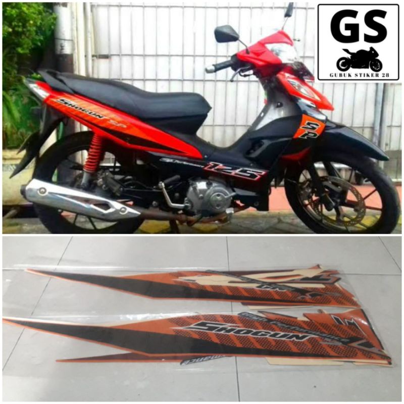 STRIPING STIKER LIS BODY MOTOR SUZUKI SHOGUN SP 125 TAHUN 2009 ORANGE