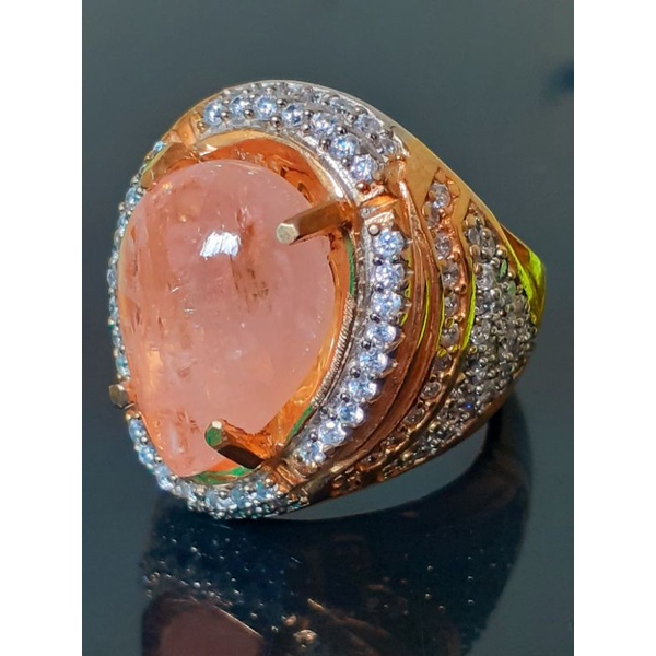 natural [PINK MORGANITE BERYL NO TREATMENT MEMO] emban cincin pria wanita ring diraff emas perak