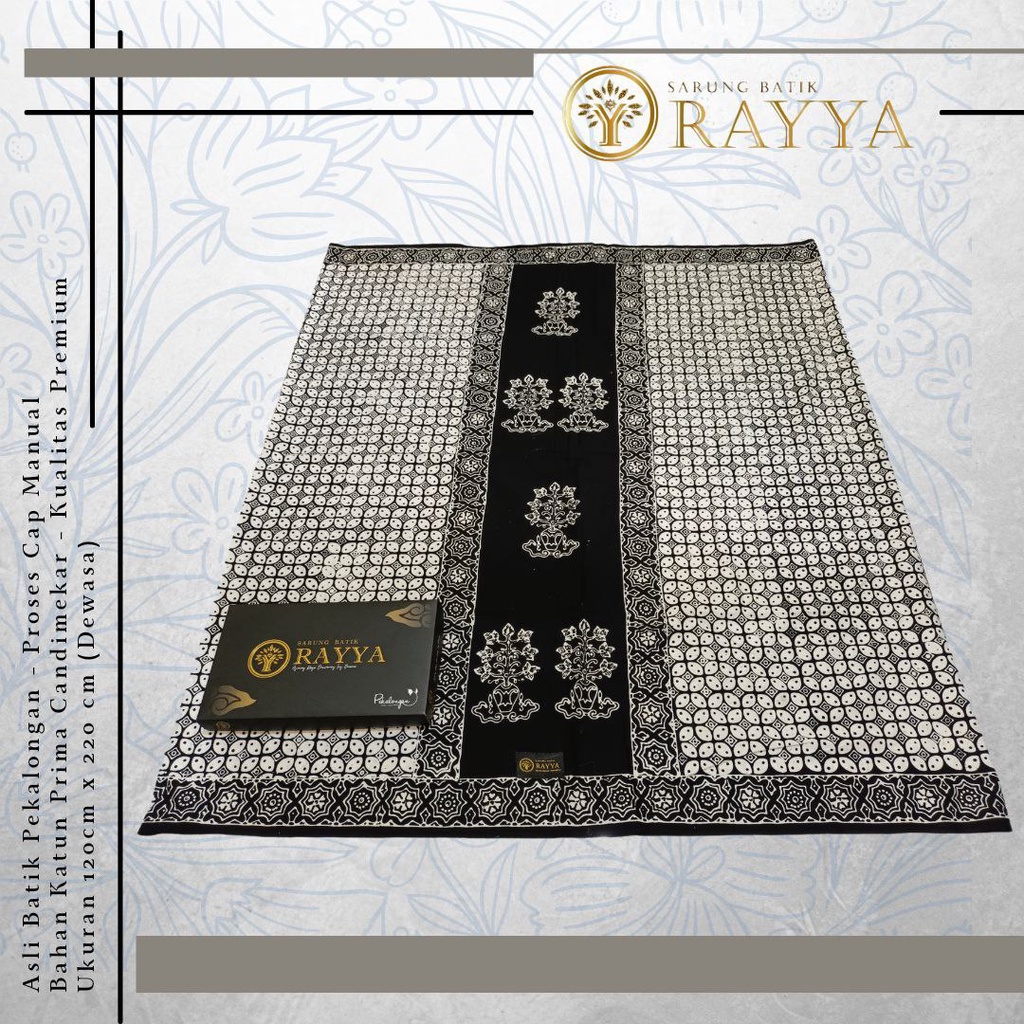 SARUNG BATIK PUTIH HITAM BATIK VELDANAVA PEKALONGAN / BAWAHAN MUSLIM PRIA DEWASA MOTIF BATIK KAWUNG