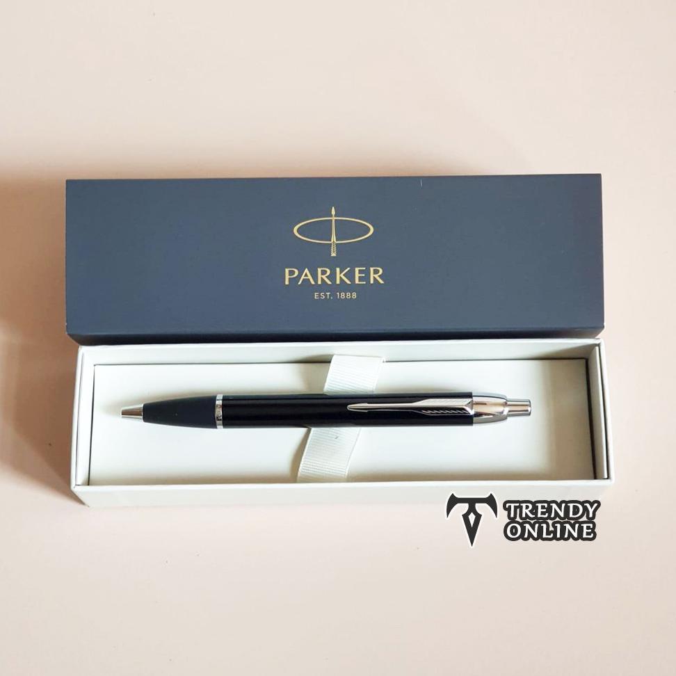 

ORIGINAL BALL POINT PARKER IM LQ BLACK CROME TRIM KLIP SILVER, PULPEN PARKER IM KLIP SILVER TERLARISS...,,,,,