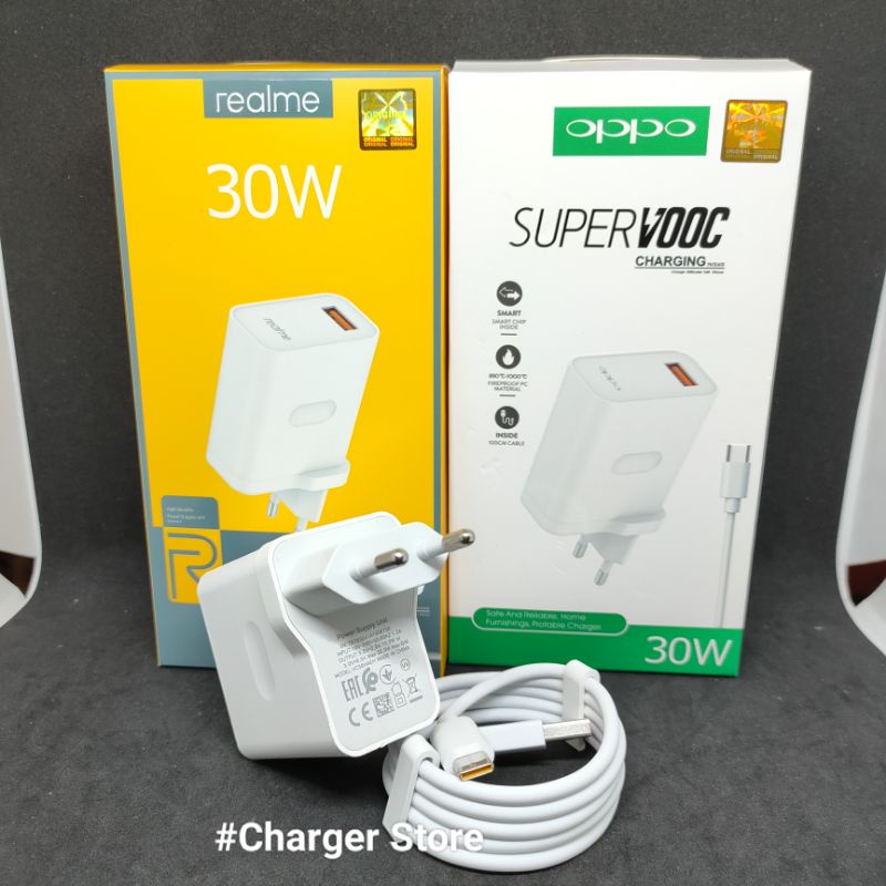 ORIGINAL 100% 30W VOOC Charger Realme Oppo Type C Fast Charging SUPER VOOC