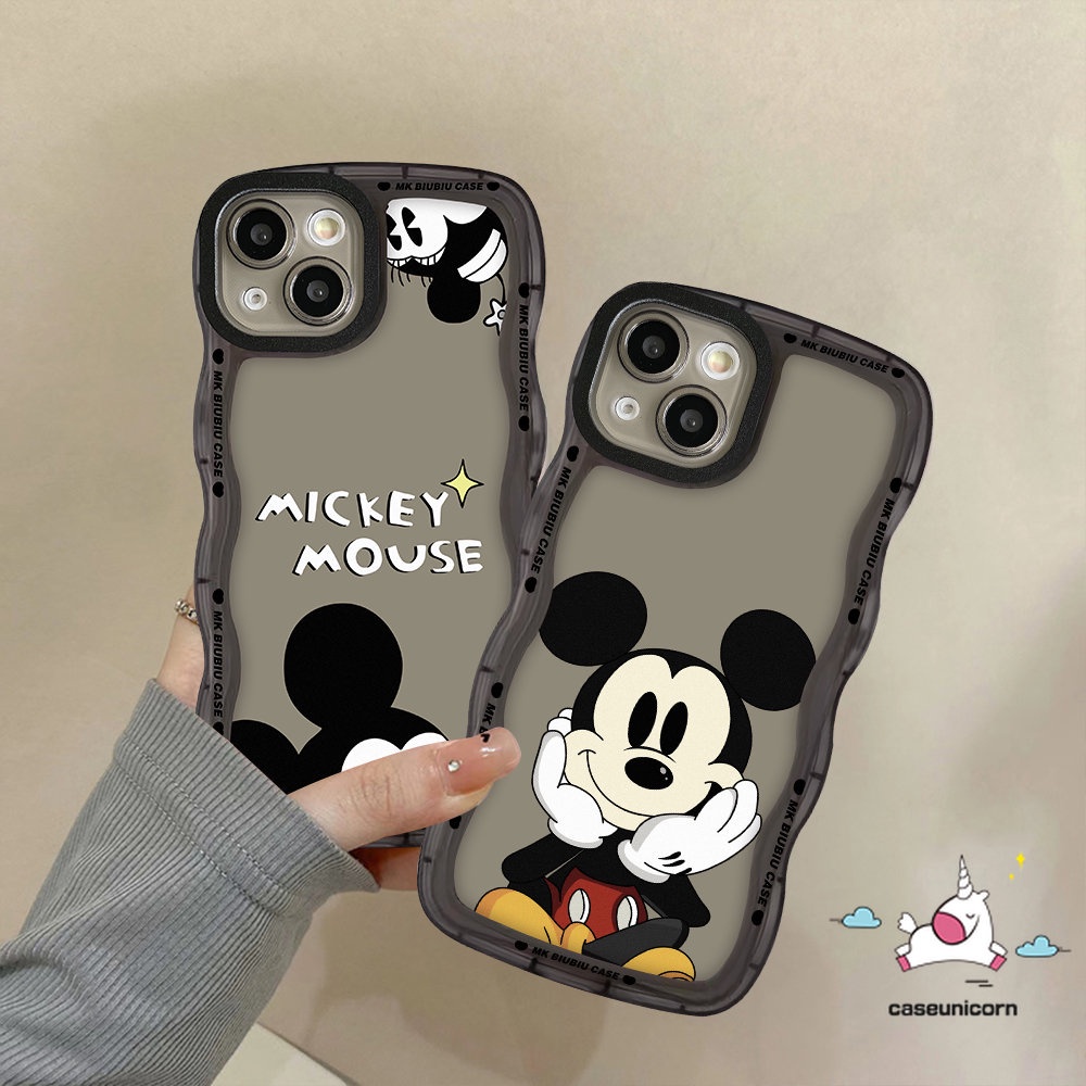 Casing Untuk Samsung A04s A14 A52 A04 A12 A23 A50 A13 A03s A04E A32 A21s A53 A50s A22 A52s A11 A33 A02s A31 A30s A20 A51 M32 Kartun Mickey Mouse Wavy Edge Soft TPU Couple Case