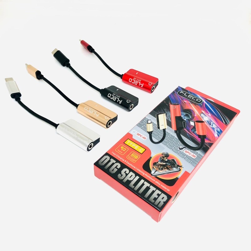 SPLITTER FLECO TYPE C SPC50 2IN1 MUSIC AUDIO &amp; CHARGING FOR XIAOMI OPPO VIVO ASUS HUAWEI Converter Splitter Type C To Jack 3.5MM + Type C Audio ,Call ,Charging