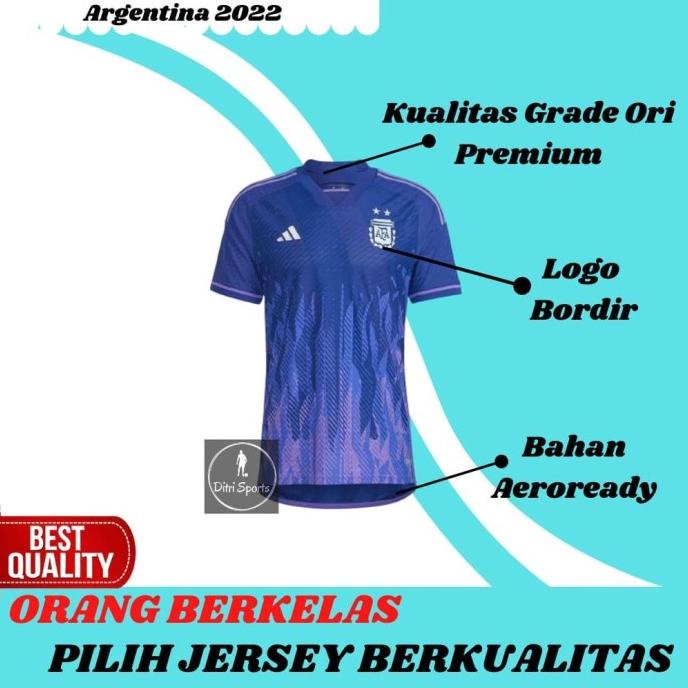 JERSEY ARGENTINA AWAY PIALA DUNIA 2022 GRADE ORI IMPOR BAJU SEPAK BOLA HRT8646R