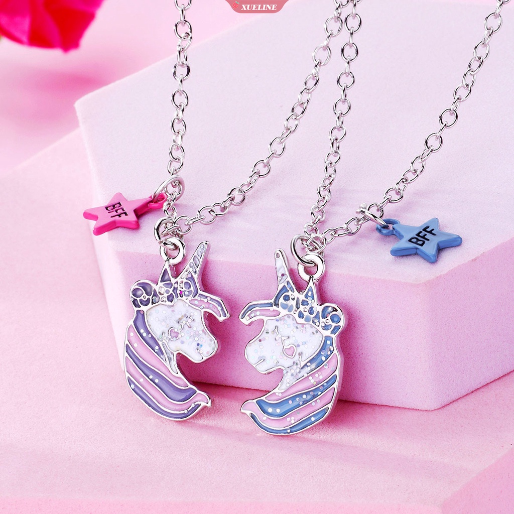 Fashion unicorn Kalung Mewah Kreatif Kuda Poni Kalung Kristal Perempuan Gadis Lucu Anak Kartun Hewan Perhiasan [ZXL]