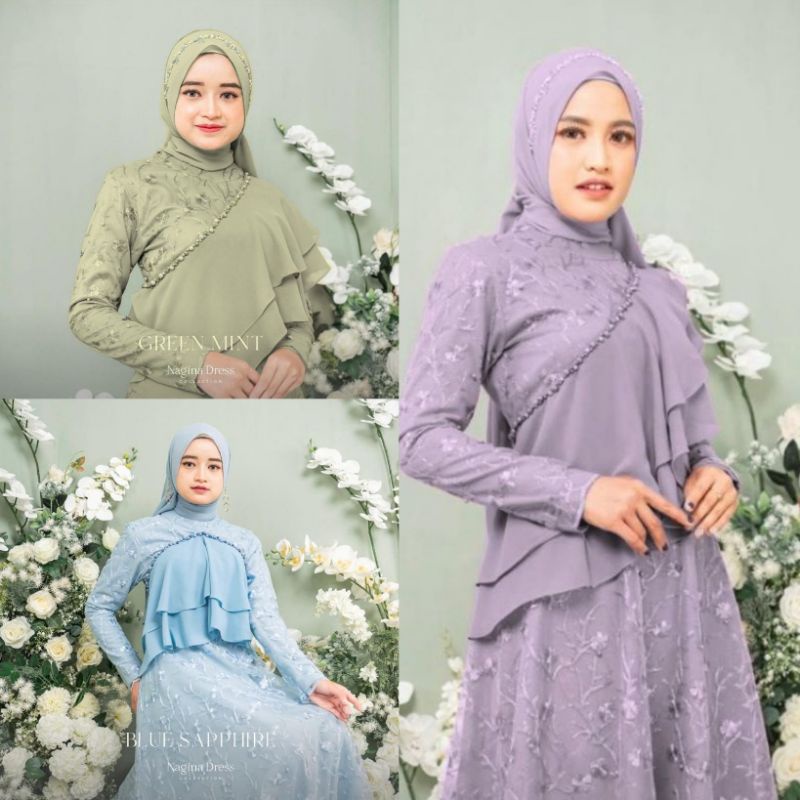 Nagina Dress Brukat Gamis Look 10 Look in 1 Nagina Dress Gamis Muslim Wanita Kondangan Ready Standar