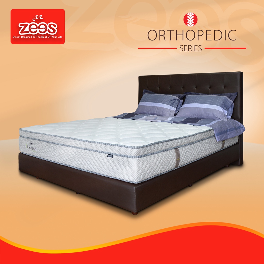 Zees Spring Bed Kasur Refresh off white Orthopedic, Full Set, Spring bed dan Divan