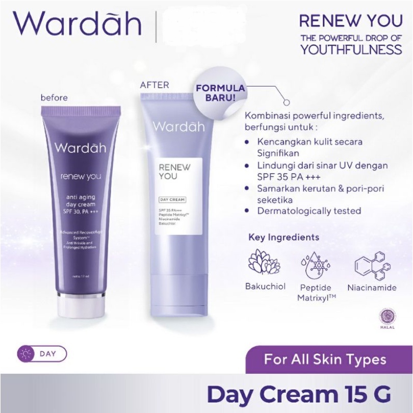 WARDAH RENEW YOU DAY CREAM 9GR ,15 ML, 30 GR