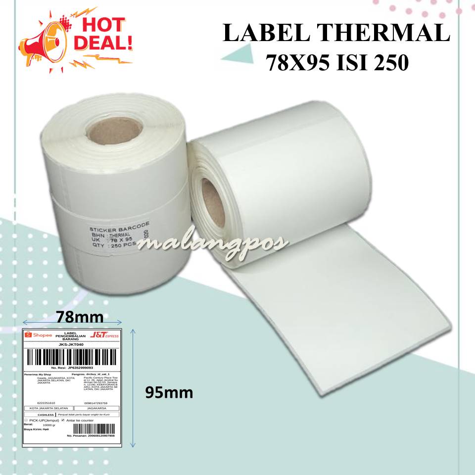 [SALE] STIKER LABEL BARCODE XPRINTER 78x95 ISI250 THERMAL STICKER LABEL RESI TEMPEL SHOPEE