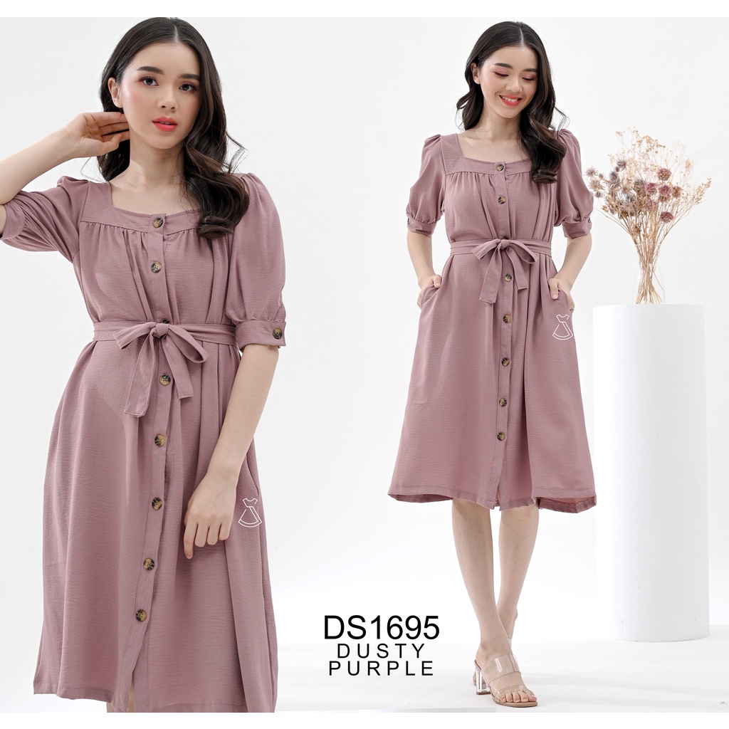 SEOLA - DS1695 - Dress Crinkle Midi Casual