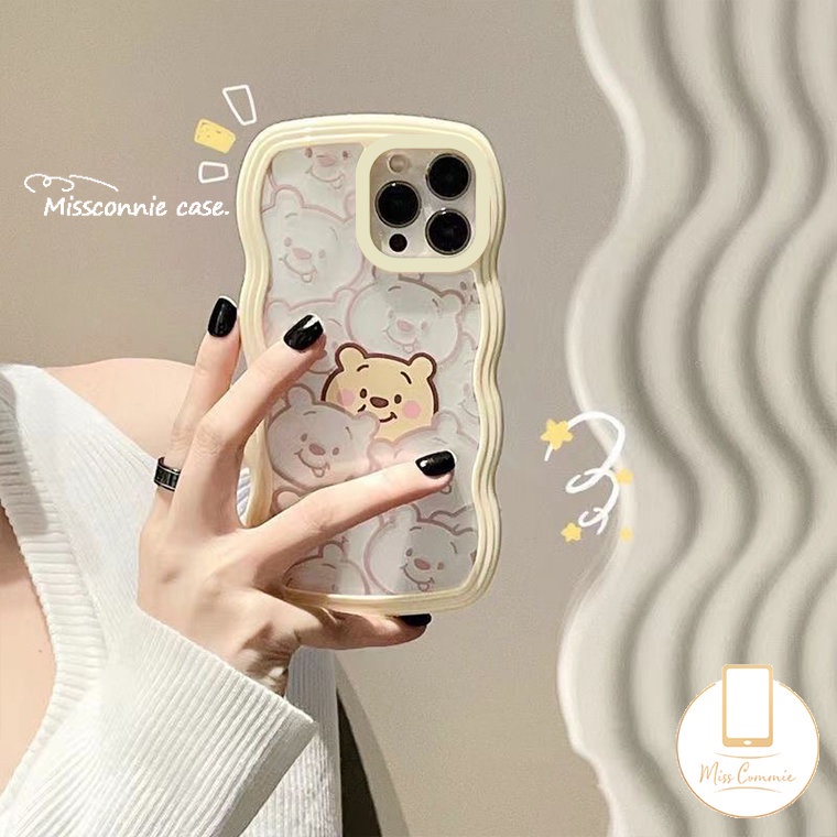 IPHONE Casing Bening Case Kompatibel Untuk Iphone6 6s 78 Plus 11 14 12 13 Pro Max XR 14Plus X XS Max SE 2020kartun Lucu Winne the Pooh Transparan Wavy Edge Soft TPU Case