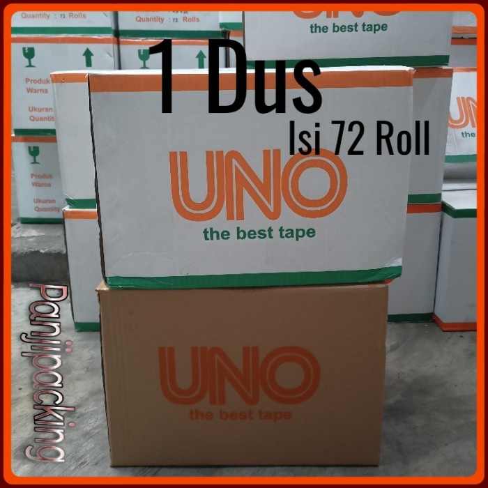 

Lakban 1 dus Bening / Coklat Uno 2 inch 45mm x 90Yard isi 72 Roll