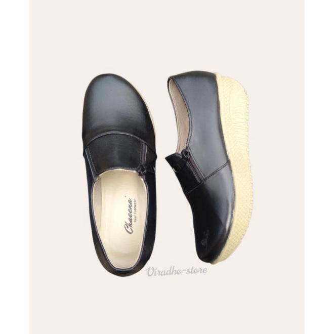 Sepatu  Wanita Aqila Terbaru slip on Brand Chaeena' 022 Sleting Sepatu kasual Terlaris