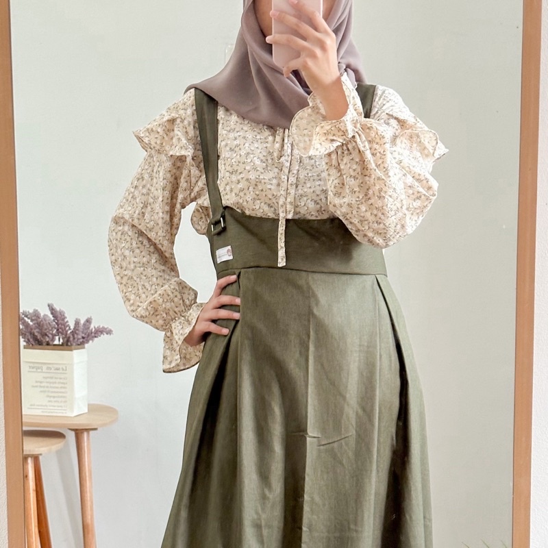 ARUMI SET - Set Overall dan Blouse Korean Dress Syari Gamis