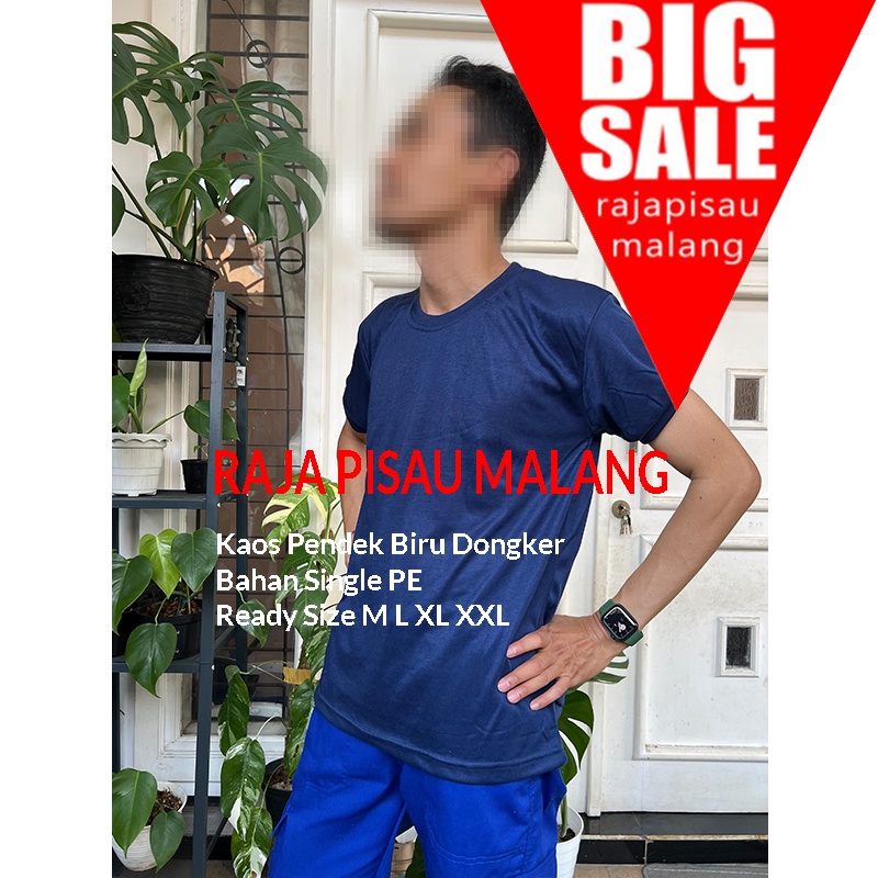 Kaos Pendek Biru Dongker Polos Bahan Pe