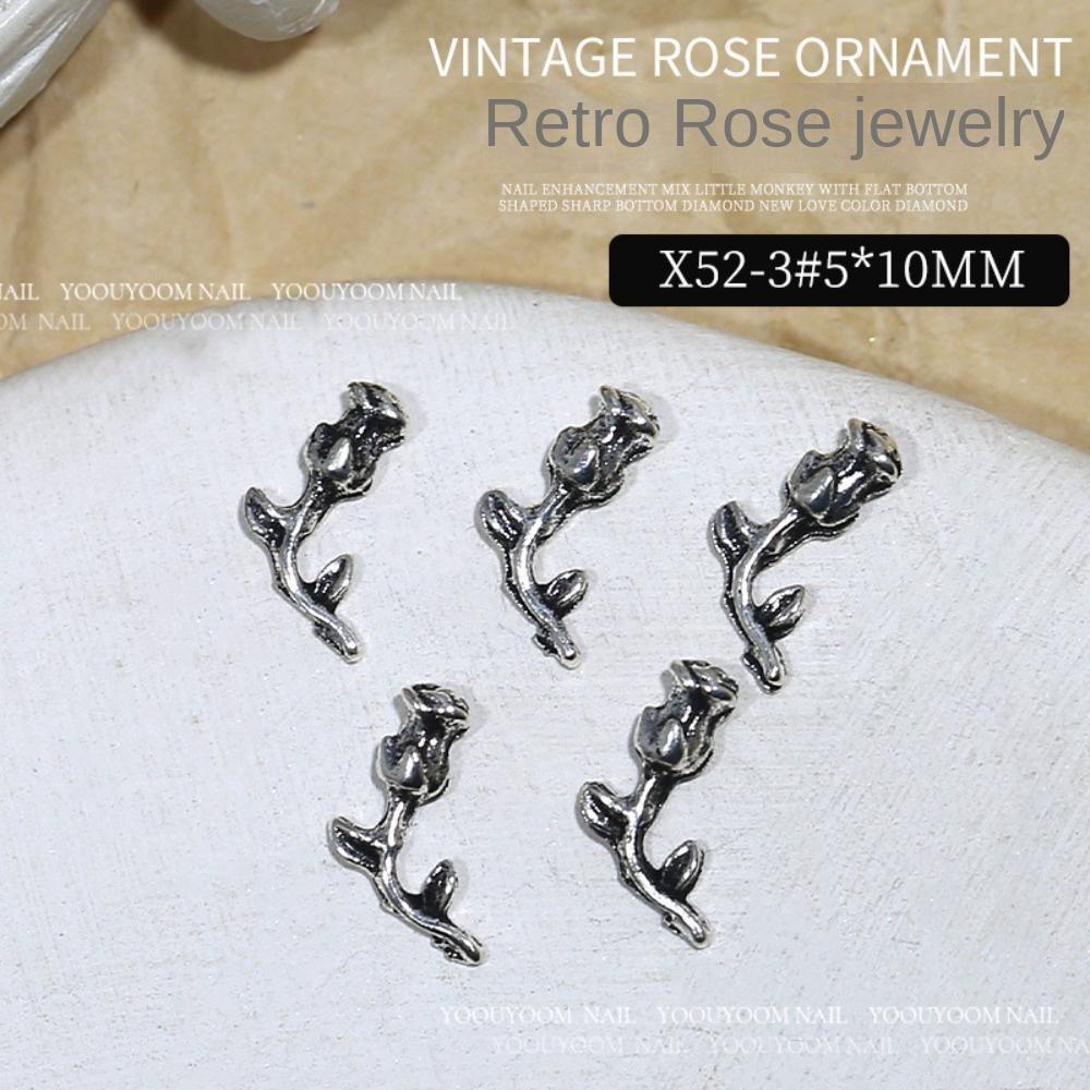 Mxbeauty Rose Nail Art Dekorasi Aksesoris Manicure Jepang Hiasan Kuku Alloy 3D Perhiasan Kuku