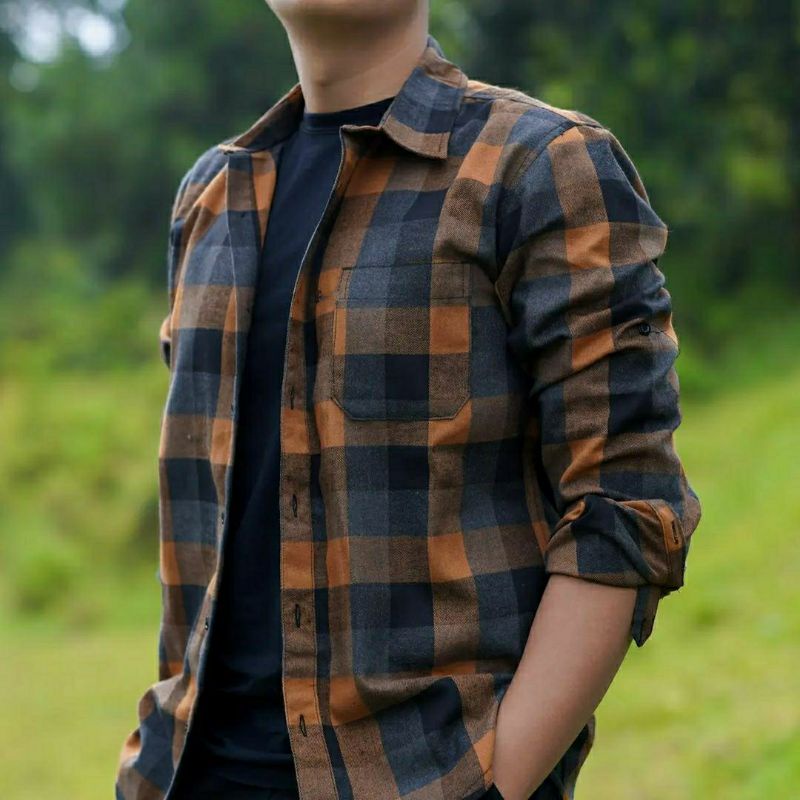 Kemeja Flanel Impor Pria Distro Flannel Lengan Panjang Pria Kemeja Kotak Kotak Pria