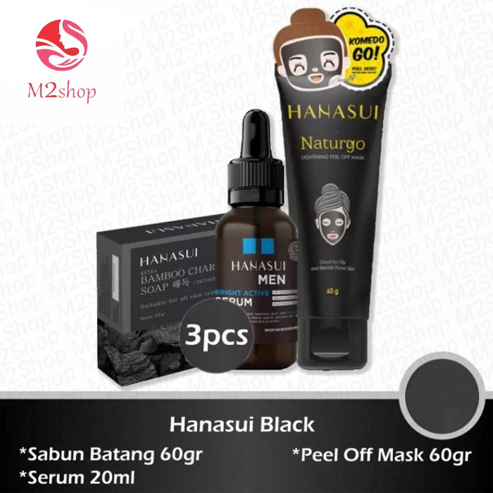 [3in1] Paket Hanasui For Men Black Series - Paket Perawatan Wajah Pria - Paket Pencerah Wajah Pria menjaga Dari Jerawat