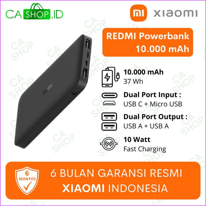 Xiaomi Redmi Power Bank 10000Mah Port Ganda Ori 100% Grs Resmi Tam