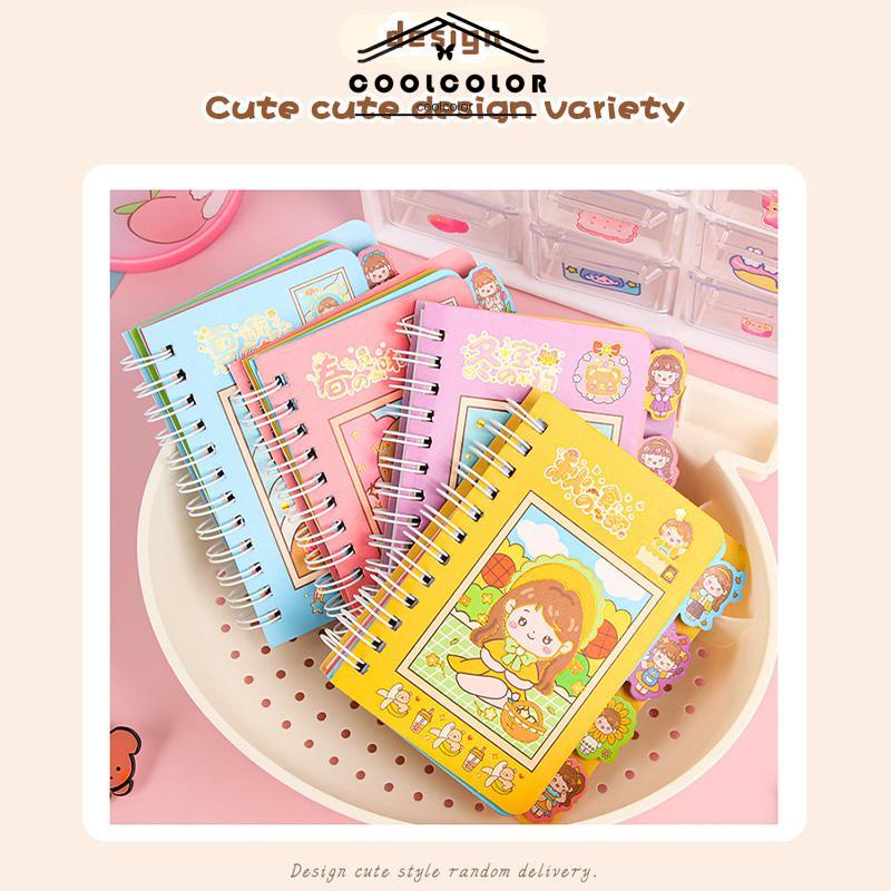 COD❤️Buku Catatan Lucu Siswa Scrapbook Coil  Buku Portabel  Dengan Stiker Di Dalamnya- cl