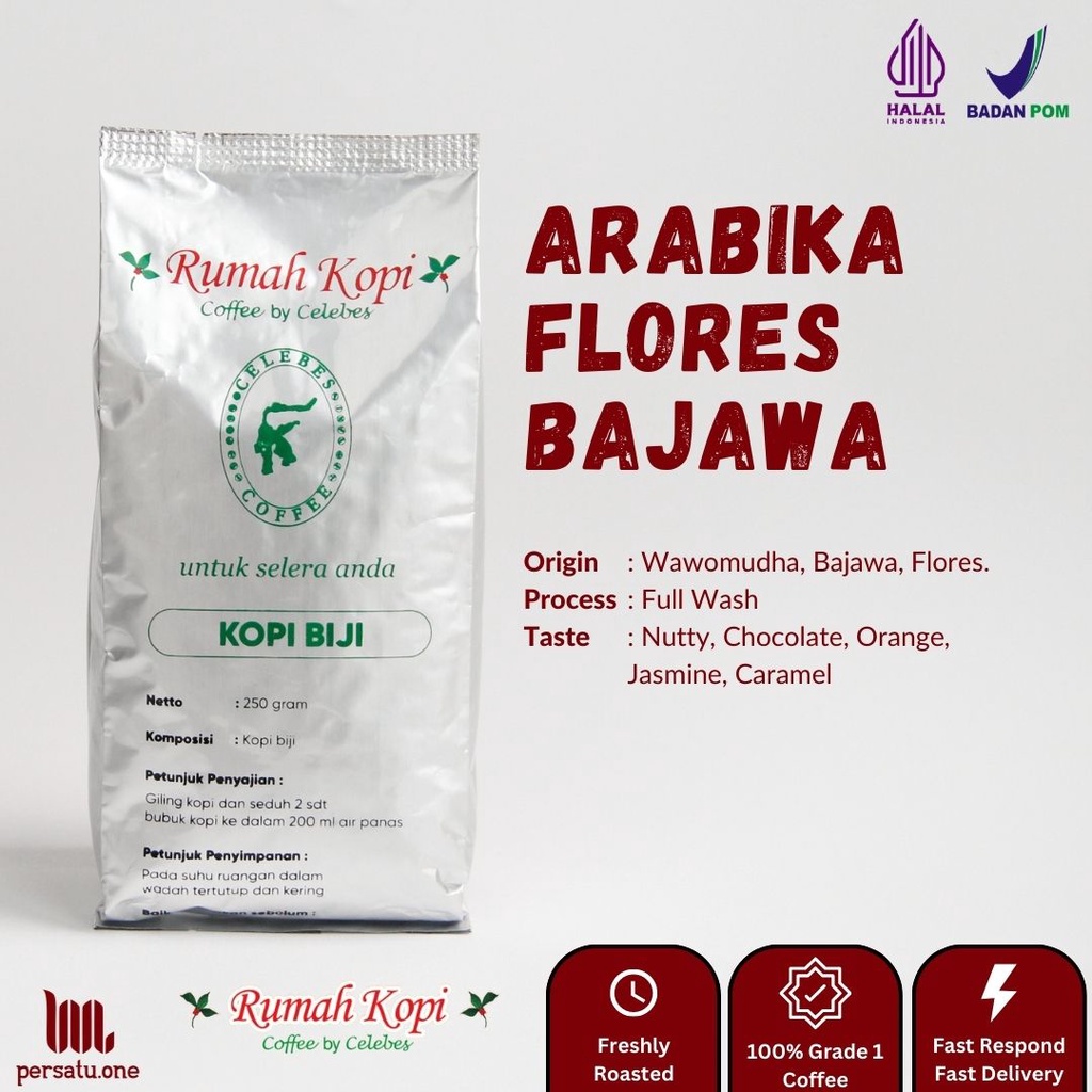 

Kopi Arabika Flores Bajawa Biji/Giling Halus/Medium | CELEBES COFFEE | Kemasan 100, 250, dan 500 gram