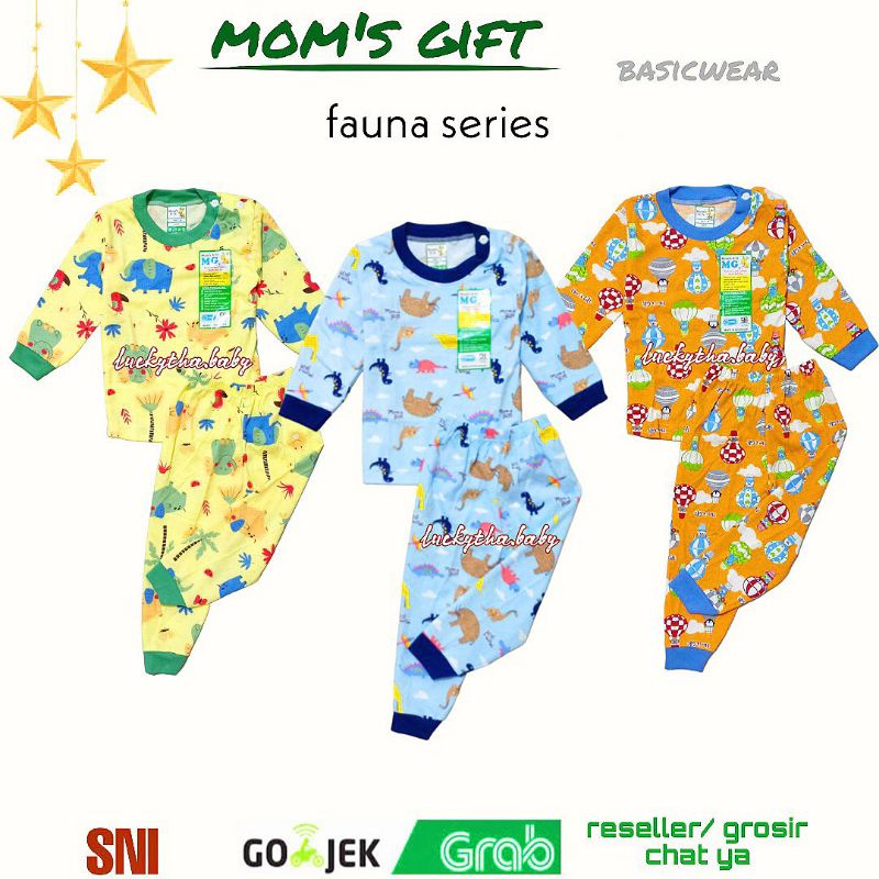mom's gift- piyama bayi 0-4 tahun bahan cotton motif fauna series Dino,pinguin,balon,elephant - setelan panjang anak laki-laki dan perempuan motif terbaru mom gif