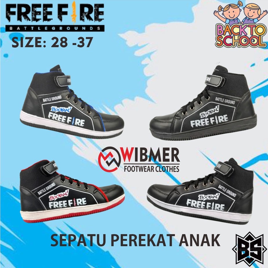 SEPATU PEREKAT FREE FIRE ANAK / SEPATU KRETEKAN FREE FIRE ANAK TK / SEPATU BOOT TK / SEPATU SEKOLAH TK / SEPATU SEKOLAH FREE FIRE SD / SEPATU SEKOLAH PEREKAT TK