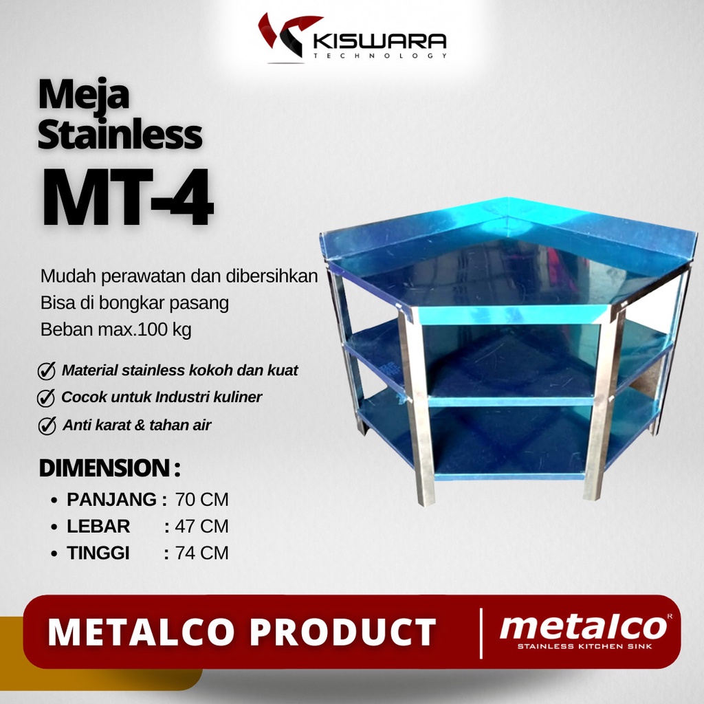 Meja Stainless Steel Metalco MT-4 kiswarabandung